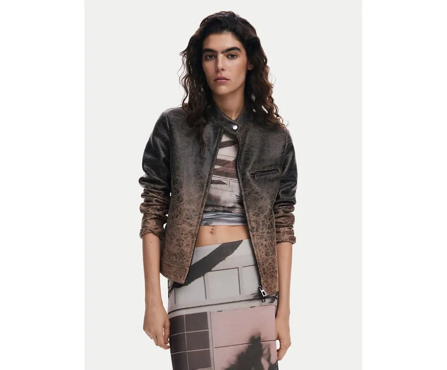 obrazek 1 Desigual Kurtka skórzana 25SWEW44 Brązowy Regular Fit