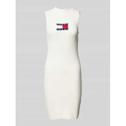 Zdjęcie Tommy Jeans Sukienka dzianinowa Center Flag DW0DW18607 Écru Slim Fit