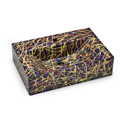 Zdjęcie Designerska umywalka 60 cm PYXIS BASIC z przelewem, z otworem na baterię – PUNK, czarny, lakier matowy