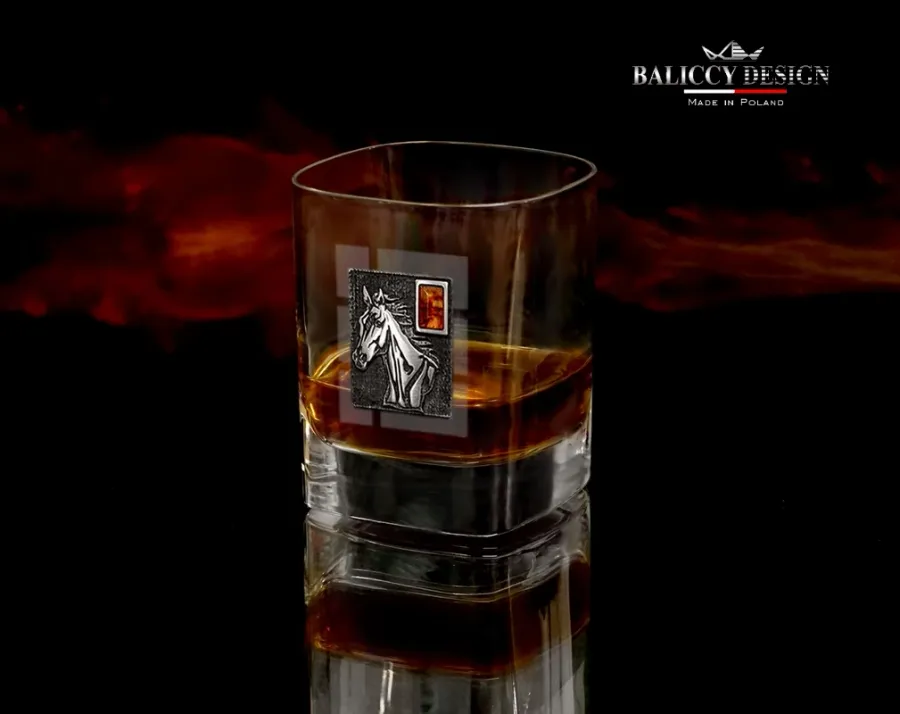 obrazek 4 Szklanka do whisky z bursztynem dla miłośnika koni