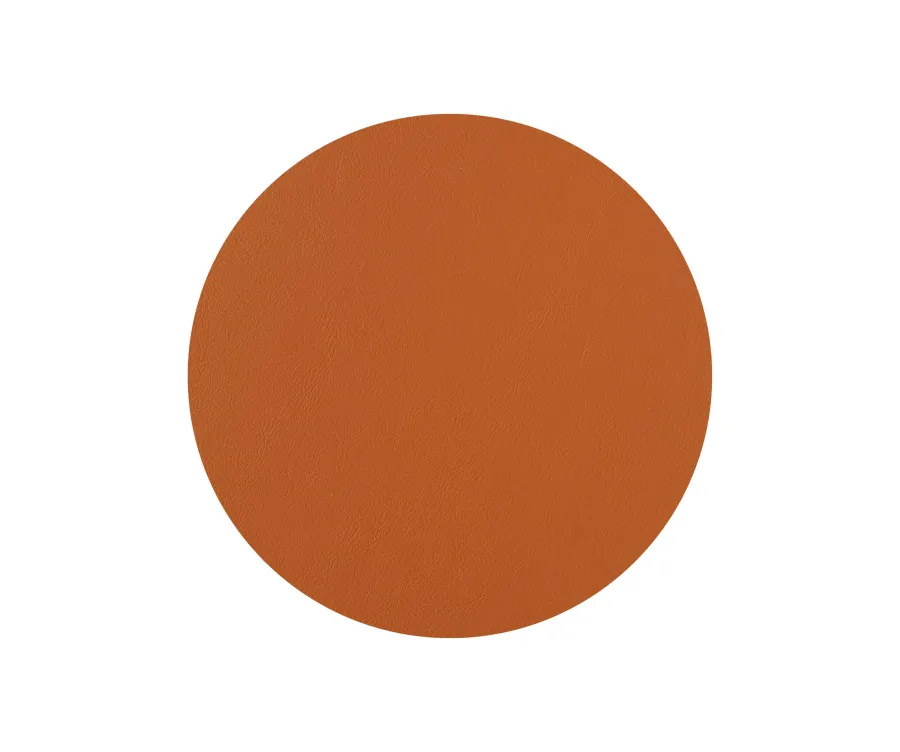 obrazek 2 Wyjątkowa skórzana podkładka na stół Ø30 cm w kolorze koniaku i bordowym