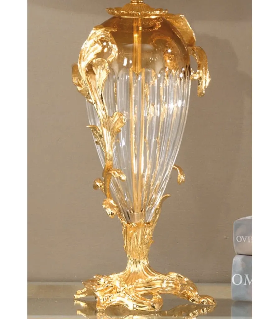 obrazek 2 Lampa stołowa ze złotego mosiądzu i kryształu