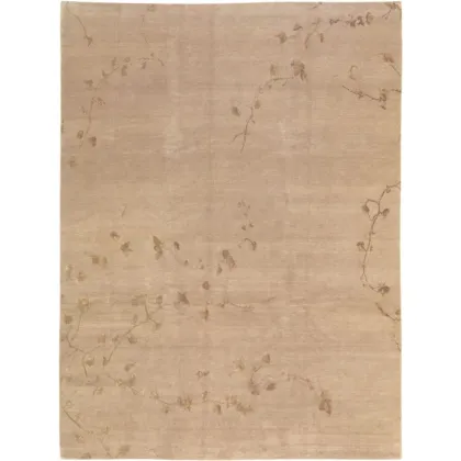 Picture Beige wool carpet inspired by ivy leaves