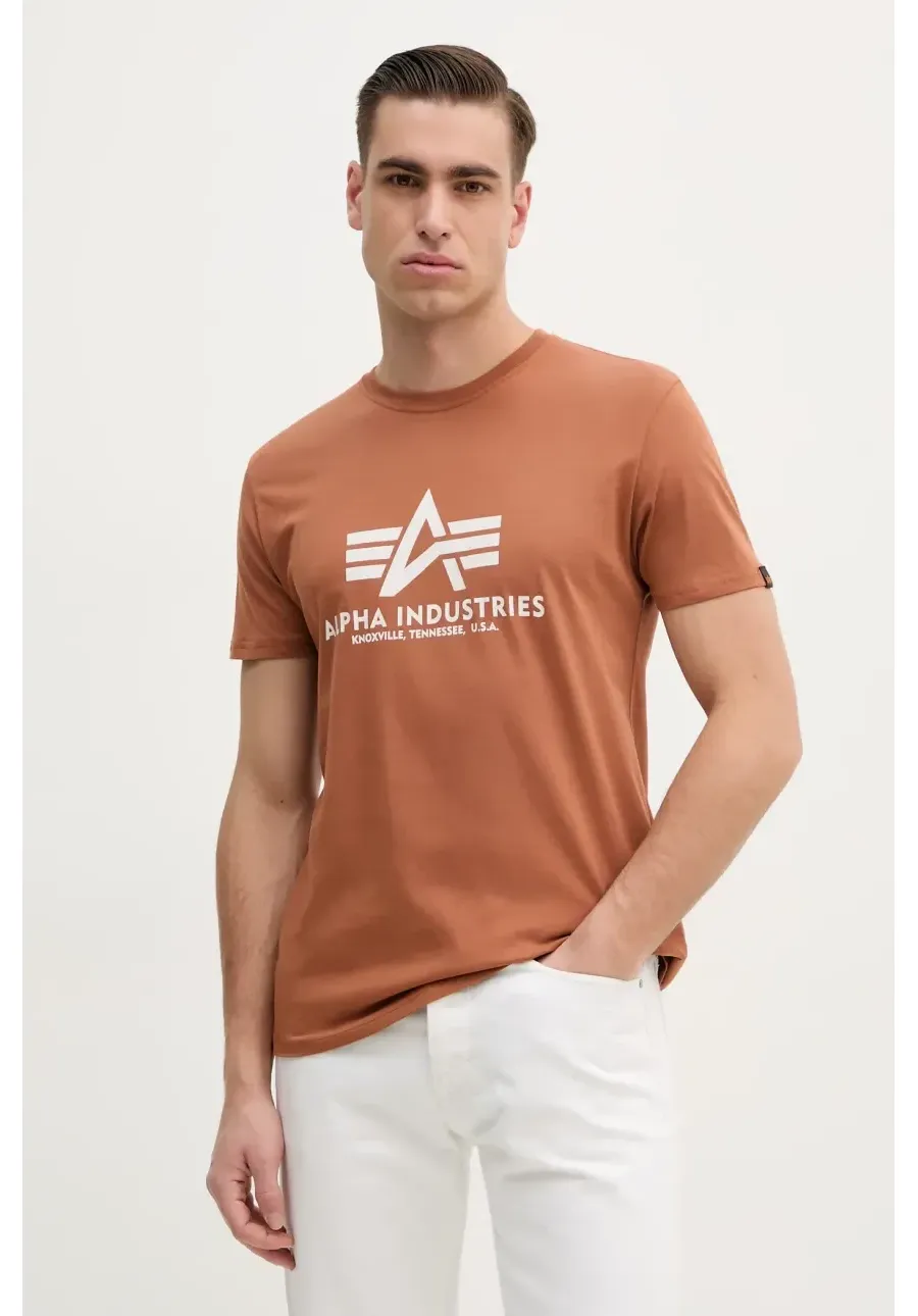 obrazek 1 Alpha Industries t-shirt bawełniany męski kolor brązowy z nadrukiem