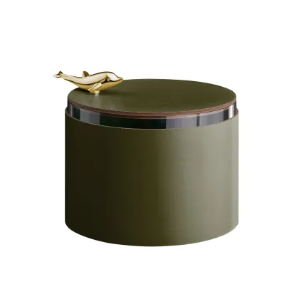 Zdjęcie Ciemnooliwkowe pudełko Ø15xH10 cm zdobione delfinem