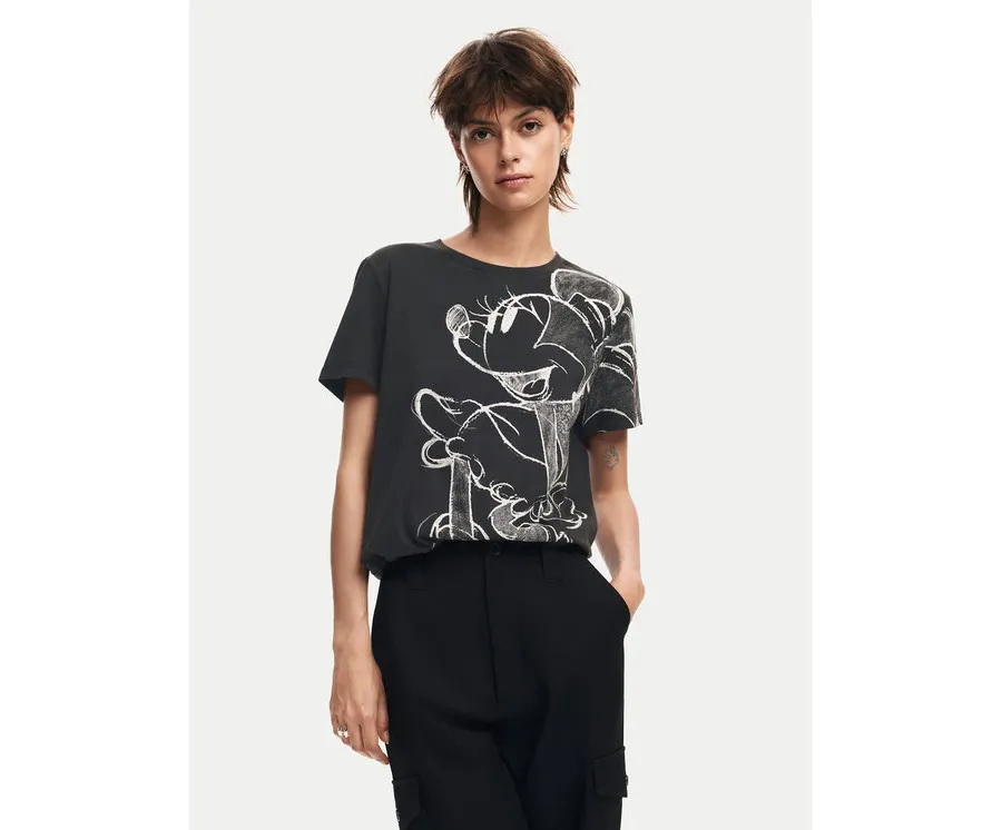 obrazek 1 Desigual T-Shirt Mickey Drawing 24WWTKA1 Czarny Regular Fit