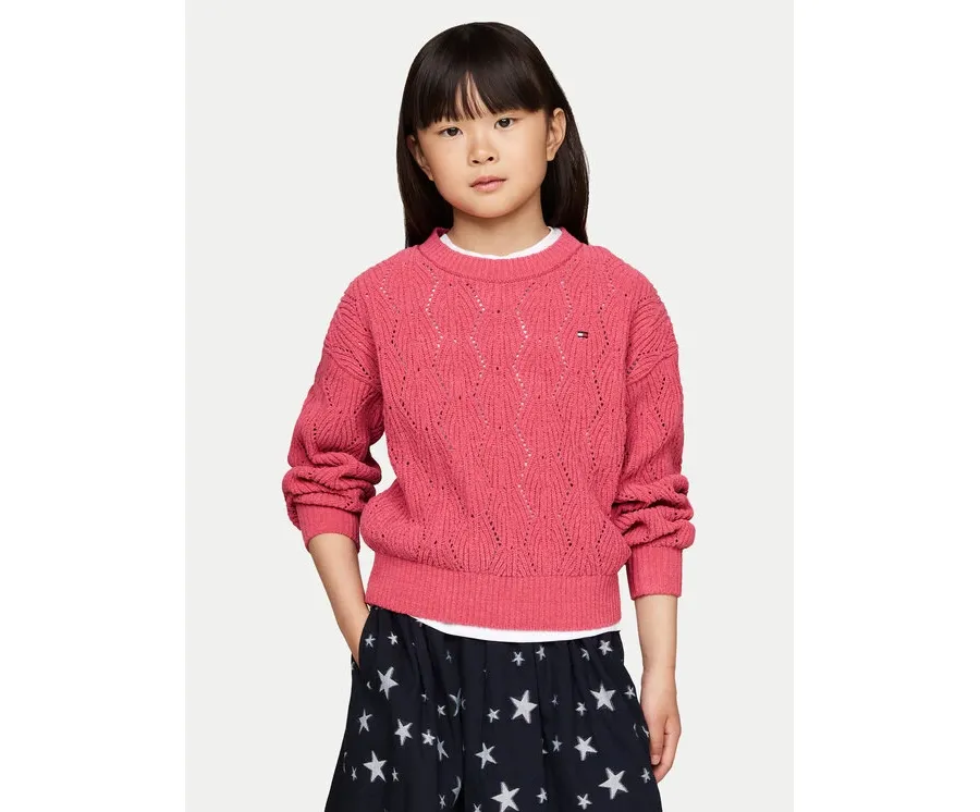 obrazek 1 Tommy Hilfiger Sweter Chenille KG0KG08153 Różowy Regular Fit