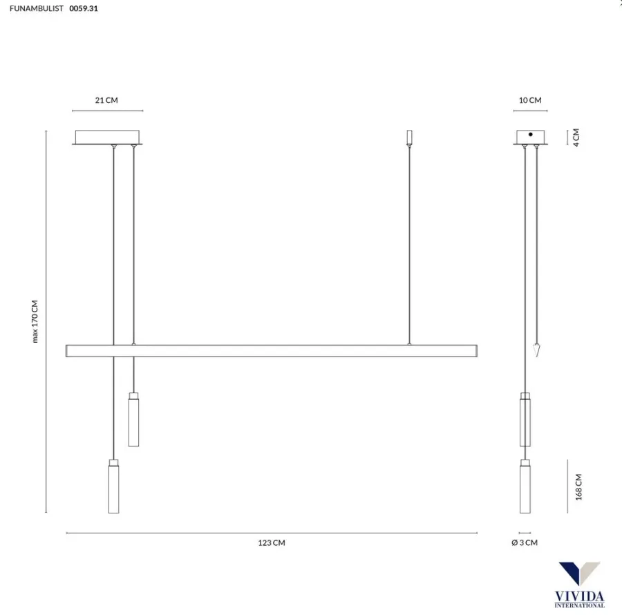 obrazek 3 Nietypowa lampa wisząca Funambulist do nowoczesnych pomieszczeń