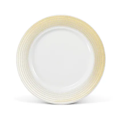 Zdjęcie Nowoczesny talerz deserowy z porcelany ze złotym zdobieniem z kolekcji Angel wings – Leander