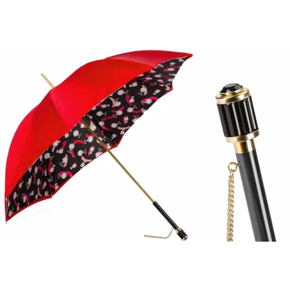 Zdjęcie Elegancki parasol damski w kolorze czerwonym zdobiony oryginalnym motywem – Pasotti