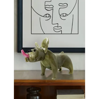 Zdjęcie Elegancka rzeźba bulldoga szkło Murano