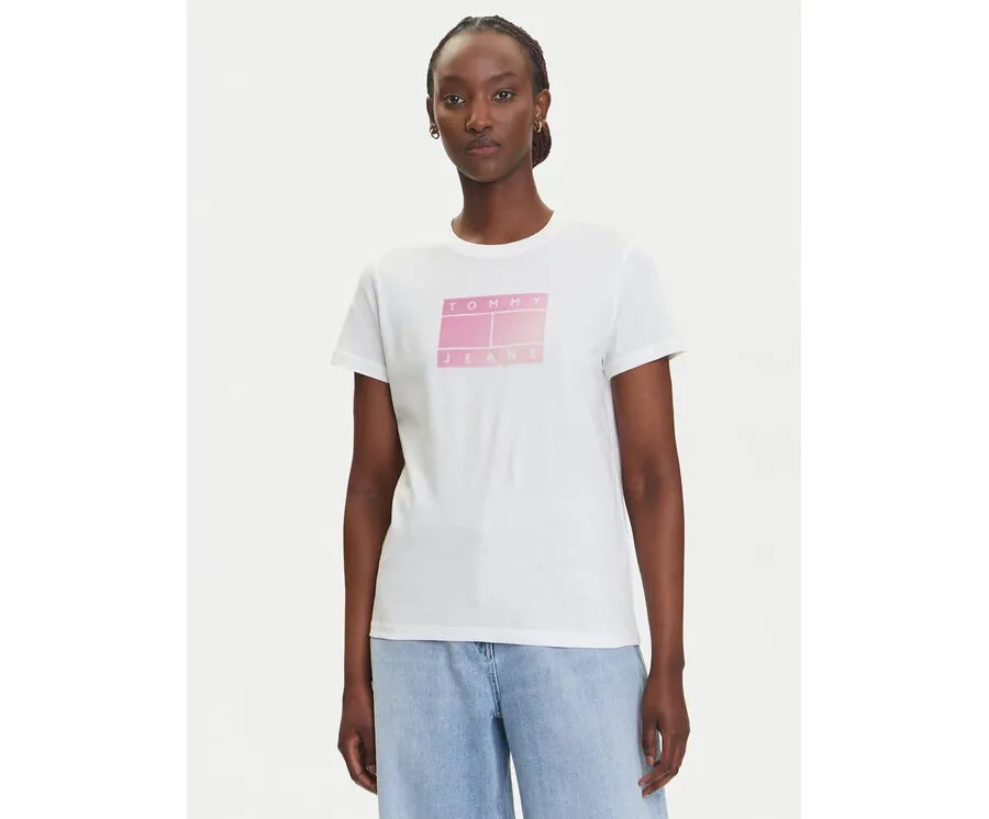 obrazek 1 Tommy Jeans T-Shirt Gradient Flag DW0DW20905 Biały Regular Fit
