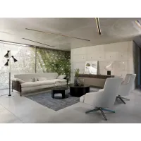 Picture 4-seater sofa with saddle leather armrests