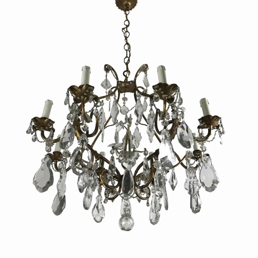obrazek 4 Gustowny żyrandol w złoty liść z kryształami 8 lamp