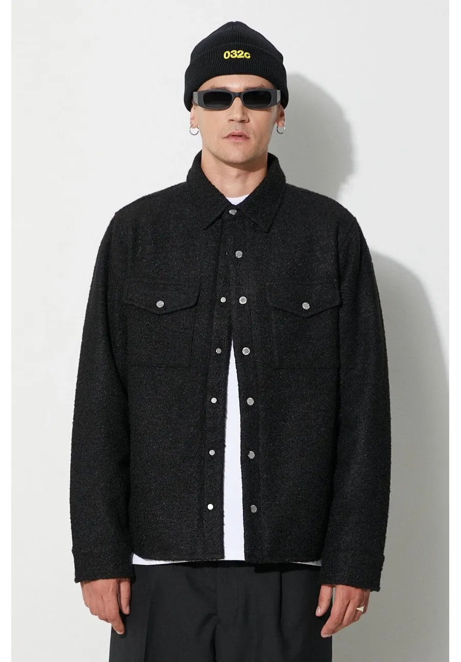 obrazek 1 Billionaire Boys Club kurtka z domieszką wełny OUTDOORSMAN OVERSHIRT kolor czarny przejściowa B23321