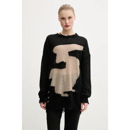 Zdjęcie MM6 Maison Margiela sweter z domieszką wełny damski kolor czarny lekki S52HL0040.M13088