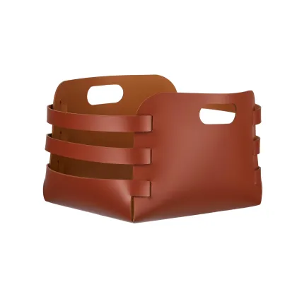 Zdjęcie Bordowy koszyk Riga 27x36xH25 cm wykonany z naturalnej skóry