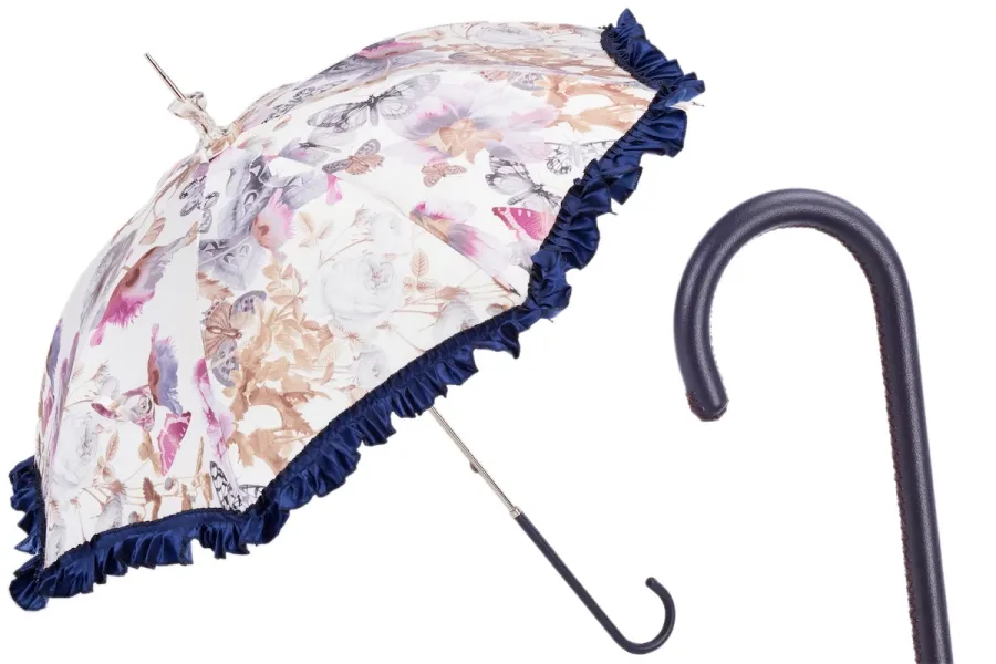 obrazek 1 Piękny parasol damski w stylu retro zdobiony wyjątkowym motywem w motyle – Pasotti