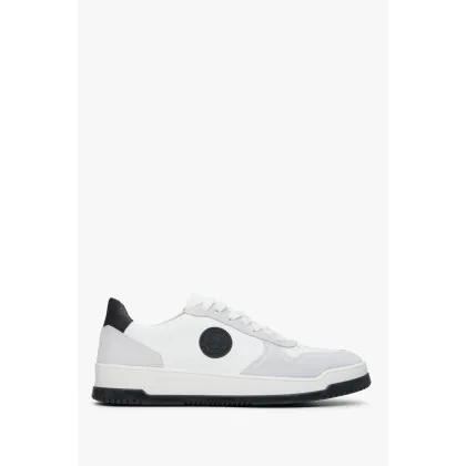 Zdjęcie Estro: Biało-szare sneakersy męskie z zamszu i skóry naturalniej