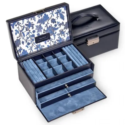 Zdjęcie Pojemnik na elegancką biżuterię z naturalnej skóry włoskiej - Sacher