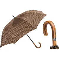 Zdjęcie Stylowy brązowy parasol męski ze wzorem w drobne romby - Pasotti