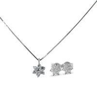 Zdjęcie Elegancki zestaw kolczyków z naszyjnikiem w kształcie małych gwiazdek z brylantami