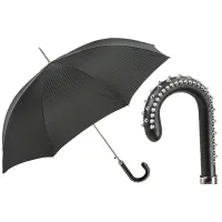Picture Beautiful, stylish black striped men's umbrella with a studded handle - Pasotti