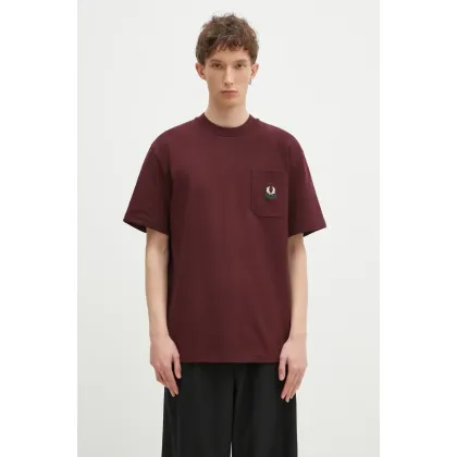 Zdjęcie Fred Perry t-shirt bawełniany męski kolor bordowy z aplikacją M9827.597