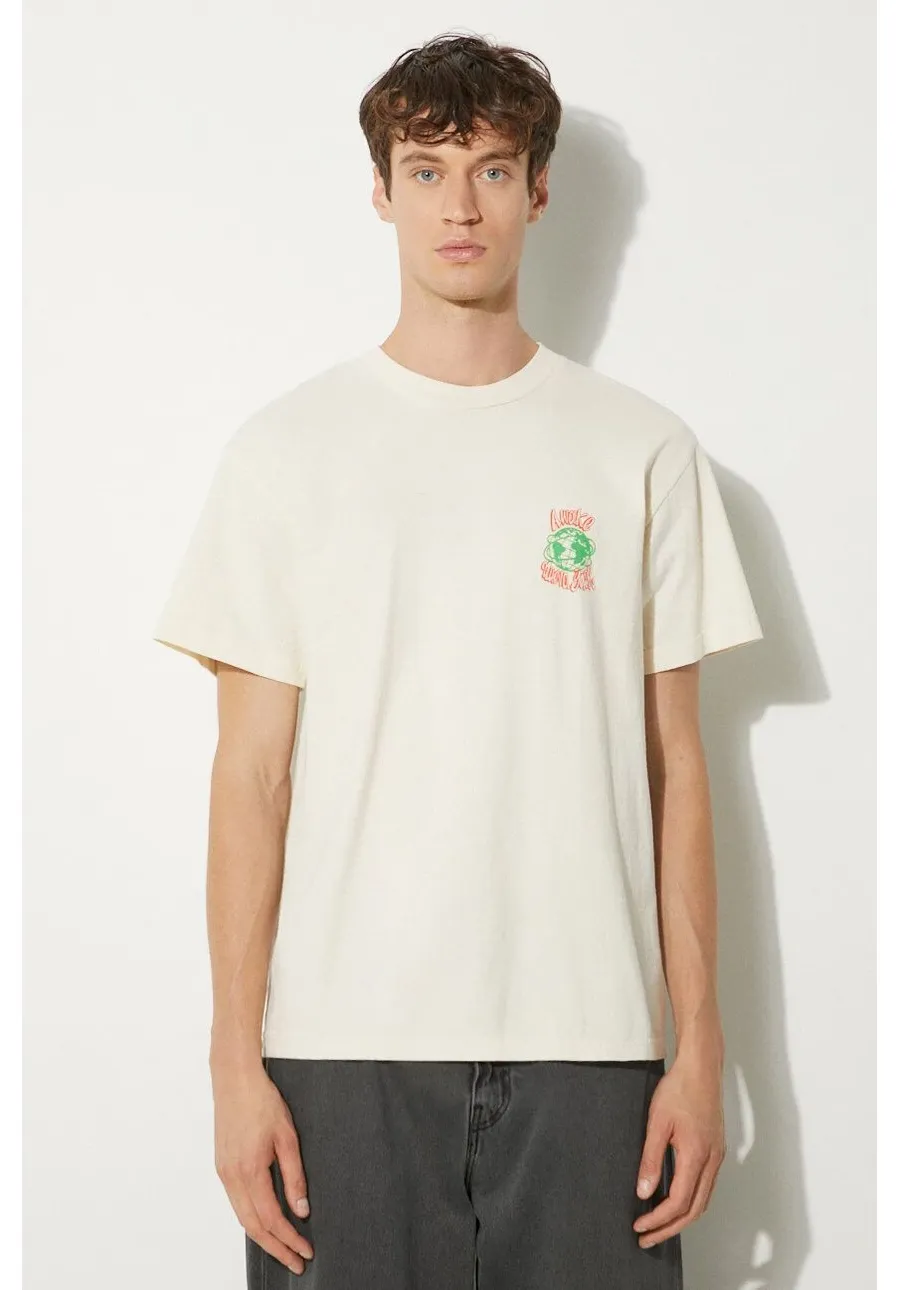 obrazek 1 Awake NY t-shirt bawełniany Crawford męski kolor beżowy z nadrukiem SP24-TS005