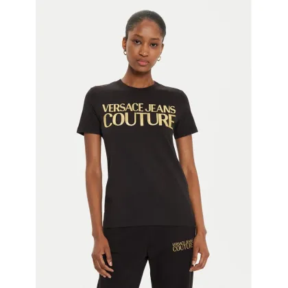Zdjęcie Versace Jeans Couture T-Shirt 77HAHT01 Czarny Regular Fit