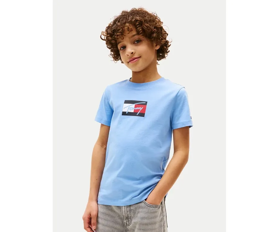 obrazek 1 Tommy Hilfiger T-Shirt Script Flag KB0KB09725 Błękitny Regular Fit