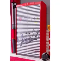 Picture Original three-door wardrobe styled as a garage wardrobe for a boy's room - Cilek