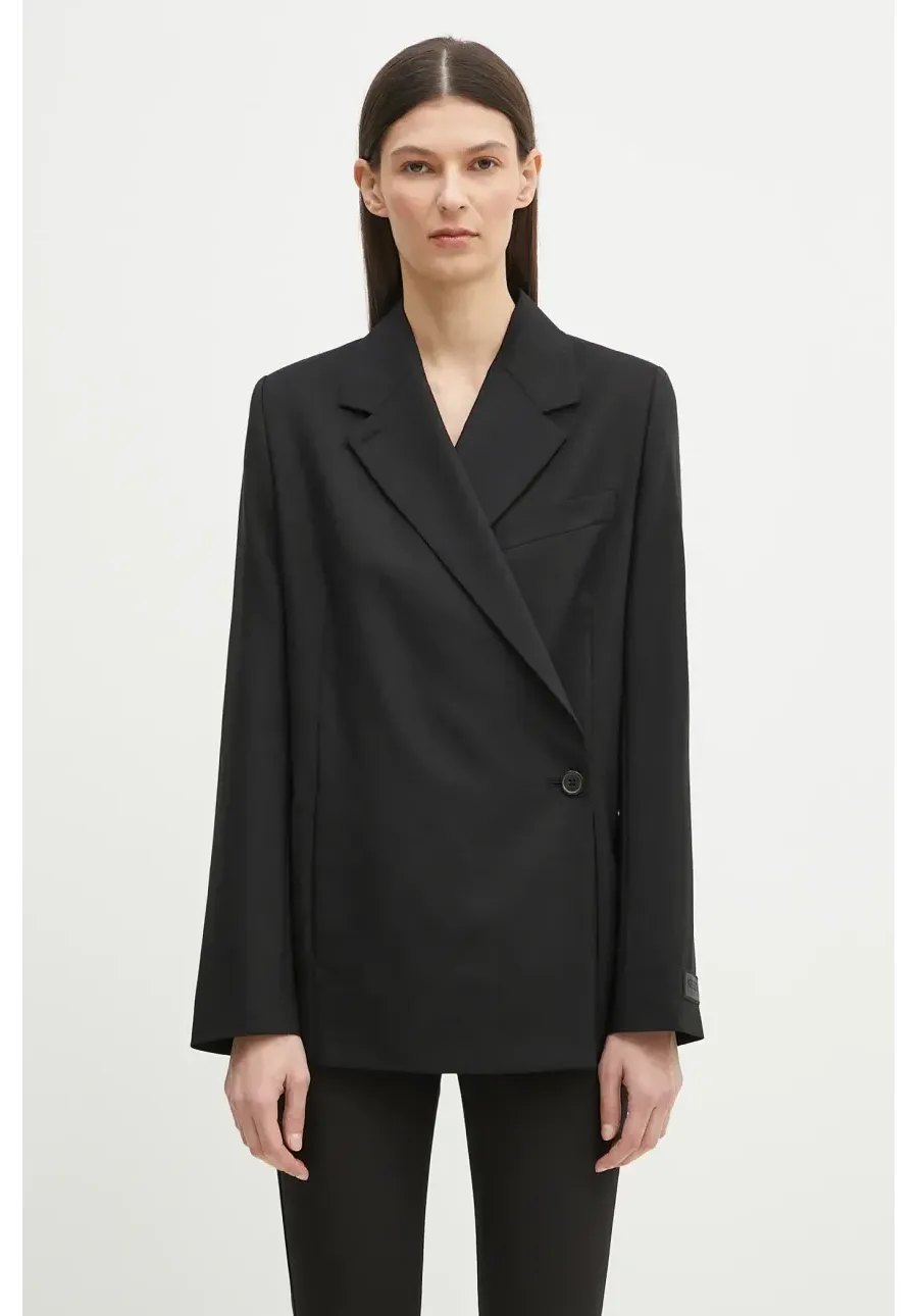 obrazek 1 Kenzo marynarka wełniana kolor czarny jednorzędowa gładka FF52VE2589RA.99