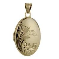 Picture Oval opening yellow gold photo pendant