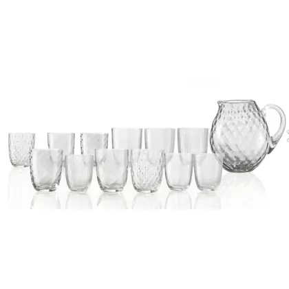 Zdjęcie Komplet 6 szklanek do wody i wina z dzbankiem ze szkła Murano