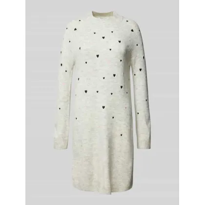 Zdjęcie Sukienka z dzianiny o kroju regular fit z wyhaftowanymi sercami