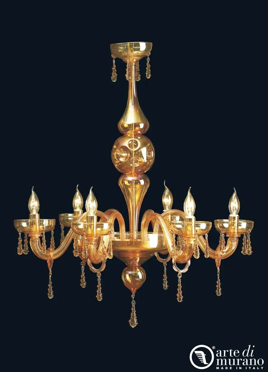 obrazek 1 Gustowny włoski żyrandol na 8 żarówek dekoracyjne szkło Murano
