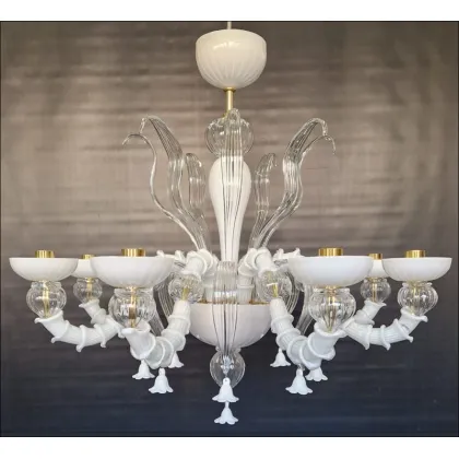 Zdjęcie Klasyczny żyrandol ze szkła Rezzonico Murano ze zdobieniami – Il Paralume Marina