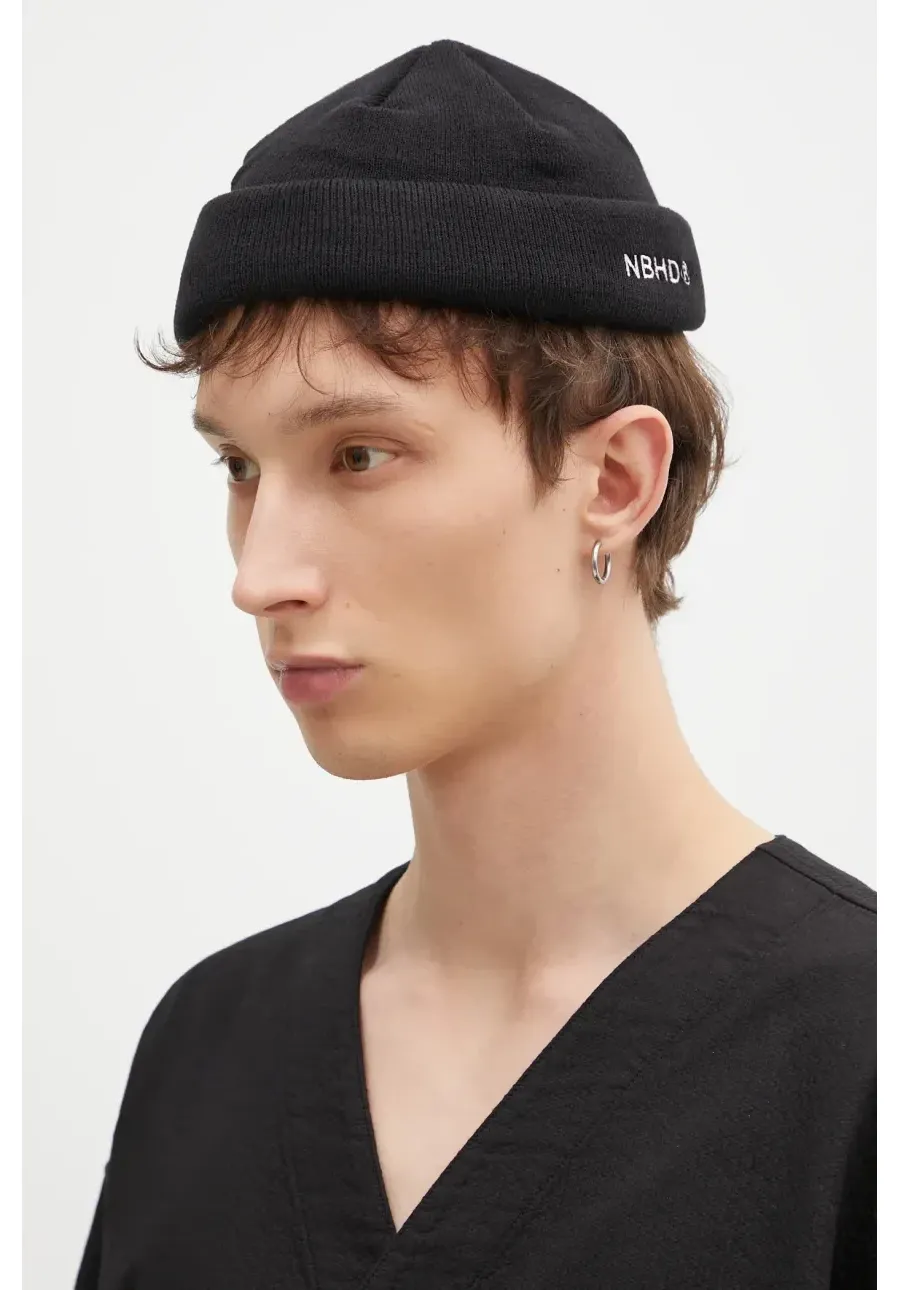 obrazek 1 NEIGHBORHOOD czapka kolor czarny z grubej dzianiny 242YGNH.HT02