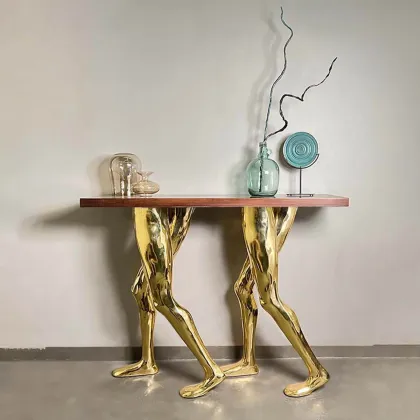 Zdjęcie LEGGY CONSOLE – rzeźbiony stolik konsolowy z drewna tekowego do wnętrz