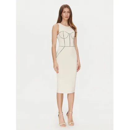 Zdjęcie Elisabetta Franchi Sukienka koktajlowa AB-724-51E2-V440 Écru Slim Fit
