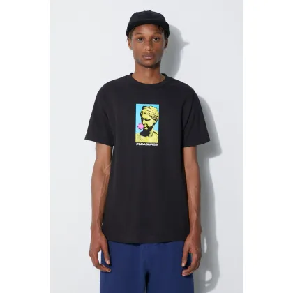 Zdjęcie PLEASURES t-shirt bawełniany kolor czarny z nadrukiem