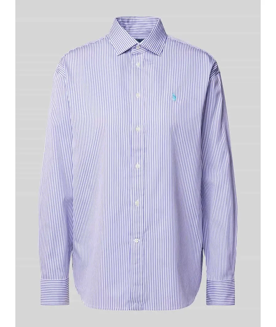 obrazek 1 Bluzka koszulowa o kroju relaxed fit z wyhaftowanym logo