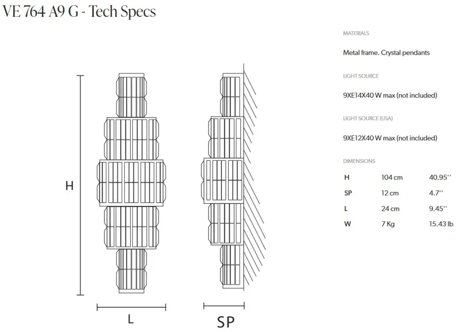 obrazek 2 Ozdobna lampa ścienna VE 764 A9 G
