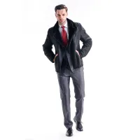 Picture Elegant men's jacket made of fur and lambskin - A&A Vesa