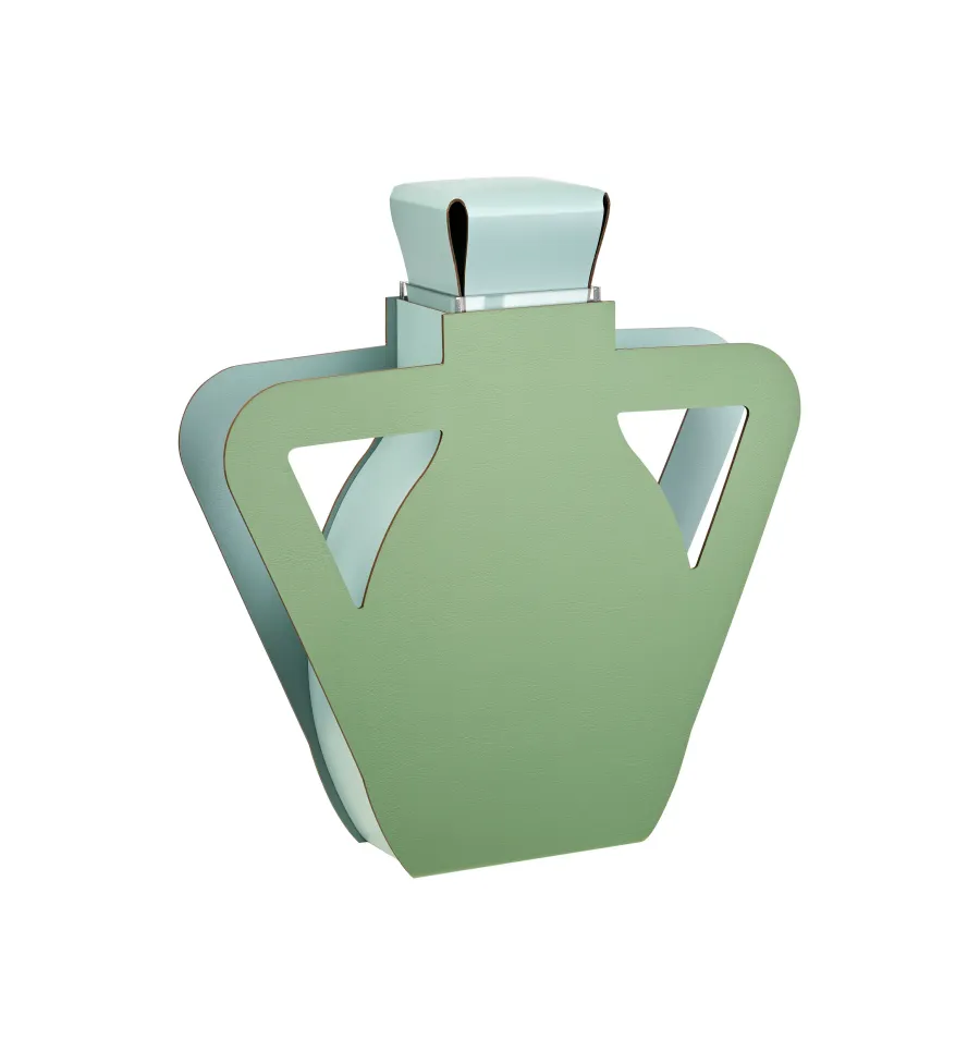 obrazek 3 Skórzany wazon Otto 9x41xH44 cm w oryginalnym kolorze eukaliptusa