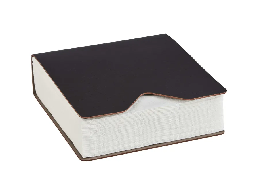 obrazek 1 Minimalistyczny uchwyt na chusteczki 13x13xH3,8 cm ze skóry w kolorze czekoladowym