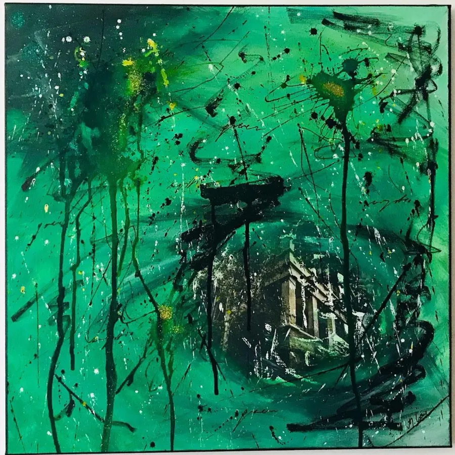 obrazek 1 Mystic green, mixed media na płótnie