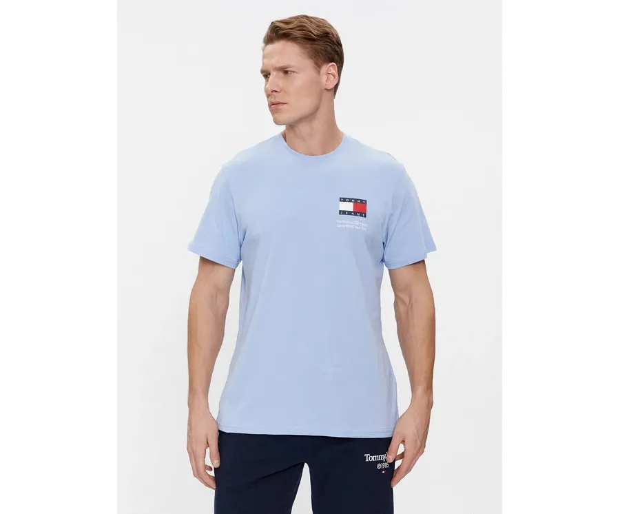 obrazek 1 Tommy Jeans T-Shirt Essential Flag DM0DM18263 Błękitny Slim Fit