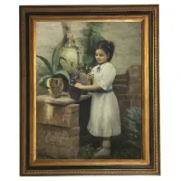 Picture A wonderful painting of a girl caring for flowers on the terrace - Tonino Manna